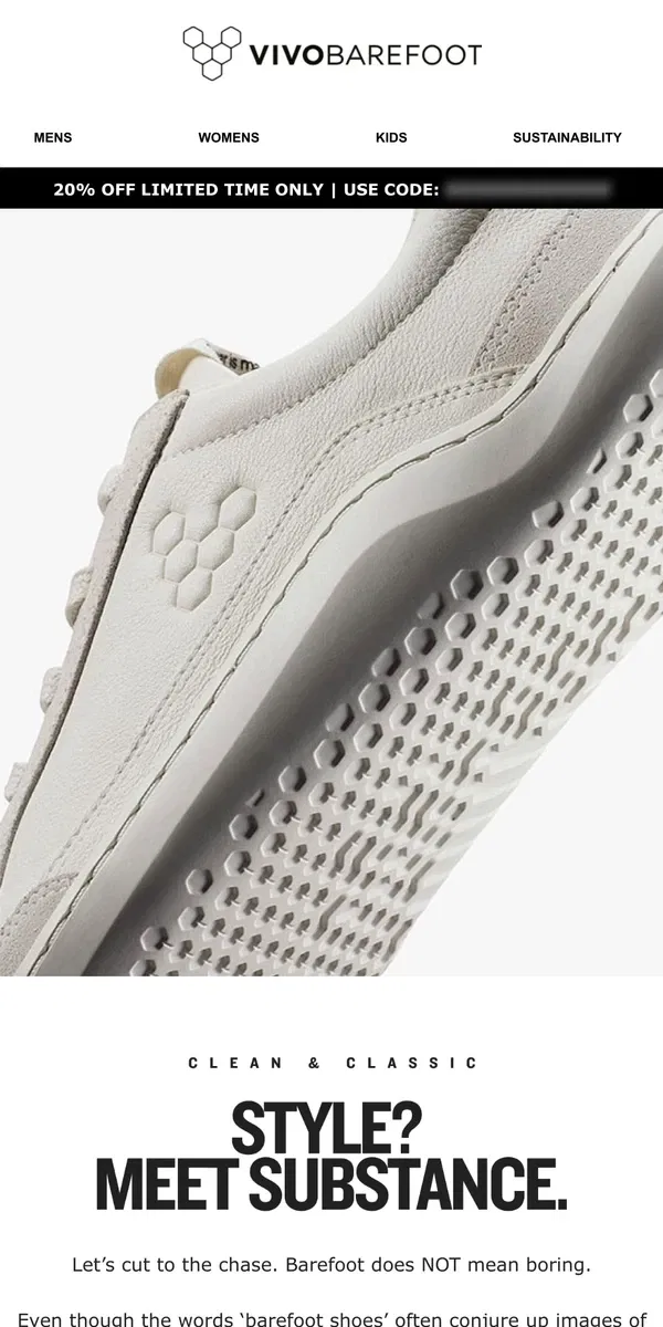 Email from Vivobarefoot. New styles inside