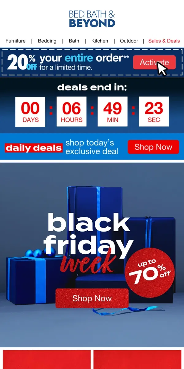 Email from Bed Bath & Beyond. Get up to 70% off the HOTTEST Black Friday deals!