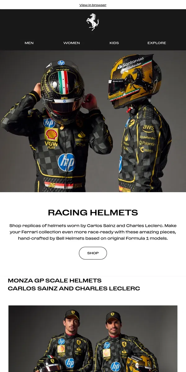 Email from Ferrari. The icons of the Italian Grand Prix