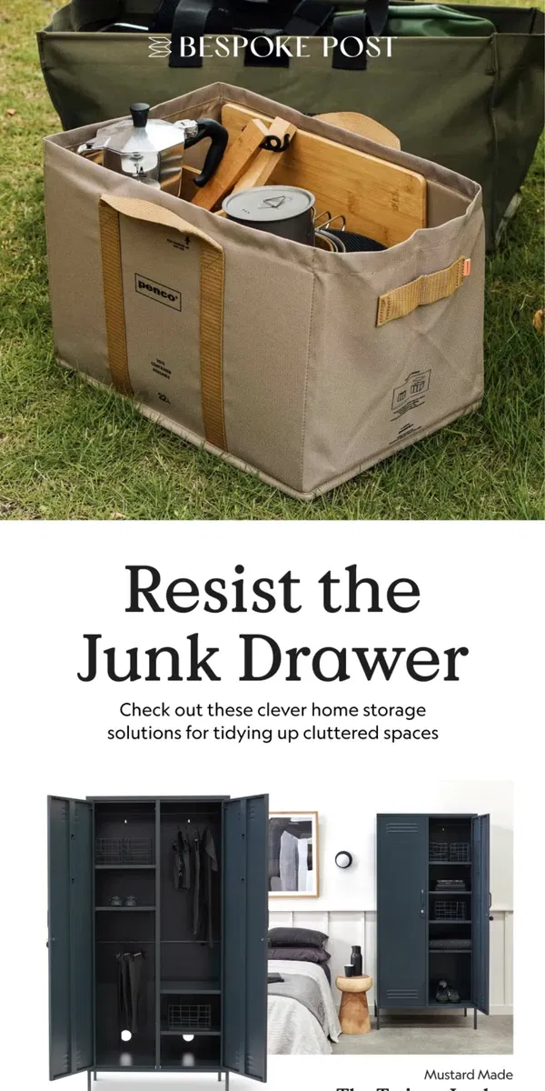 Email from Bespoke Post. Resist the Junk Drawer