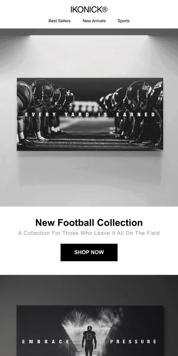 Email from IKONICK. NEW Football Collection 🏈