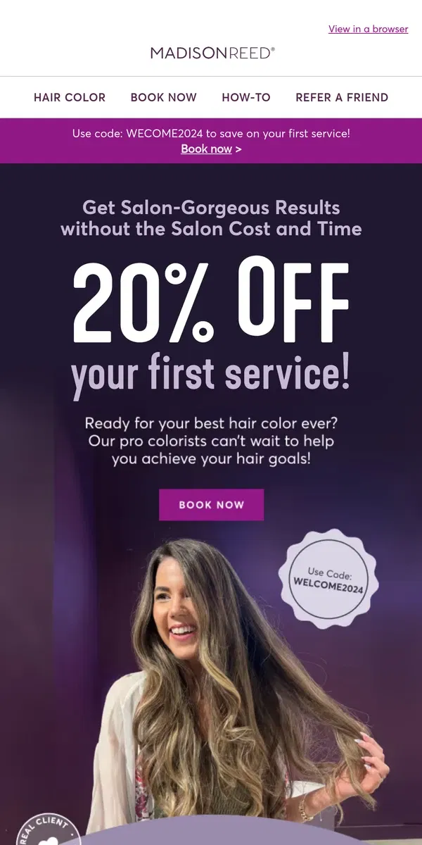 Email from Madison Reed. 👋 Hey Beautiful, your special intro offer is inside…