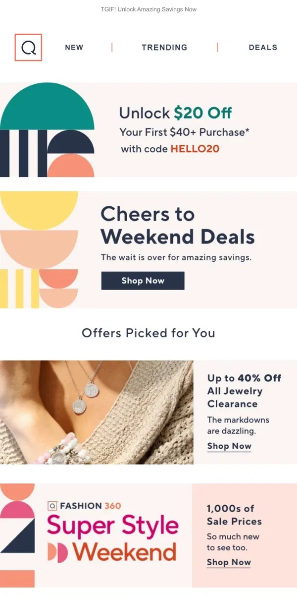 Email from QVC. Picked for You! Weekend Deals