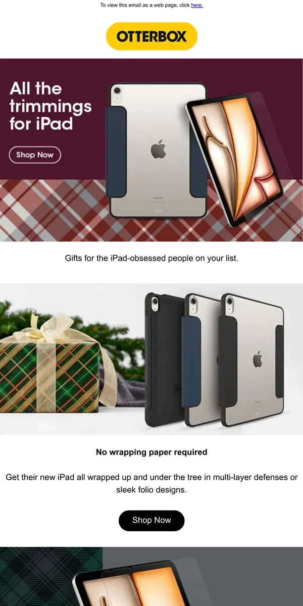 Email from OtterBox. Gifting iPad? Wrap it up the right way.