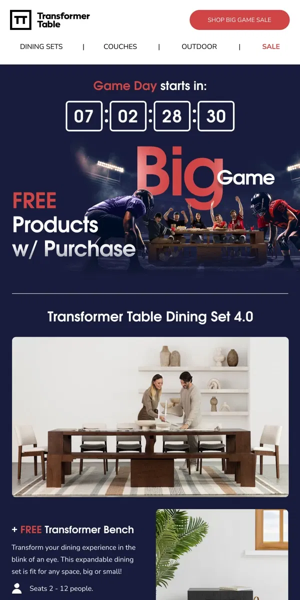 Email from Transformer Table. The countdown begins... just 7 days to go 🔥
