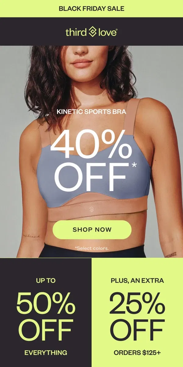 Email from ThirdLove. OVER 40% OFF sports bras 🏃‍♀️ The Daily Deal