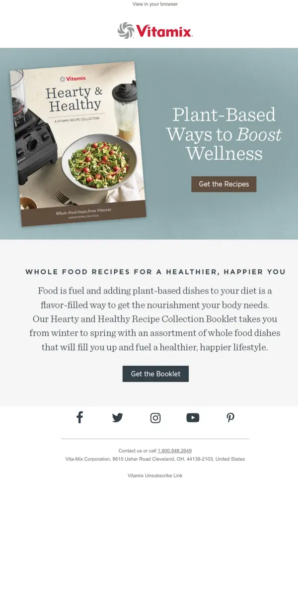 Email from Vitamix. Download the Winter/Spring Recipe Collection Booklet