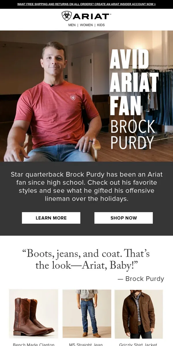 Email from Ariat. Purdy’s Favorites 🏈