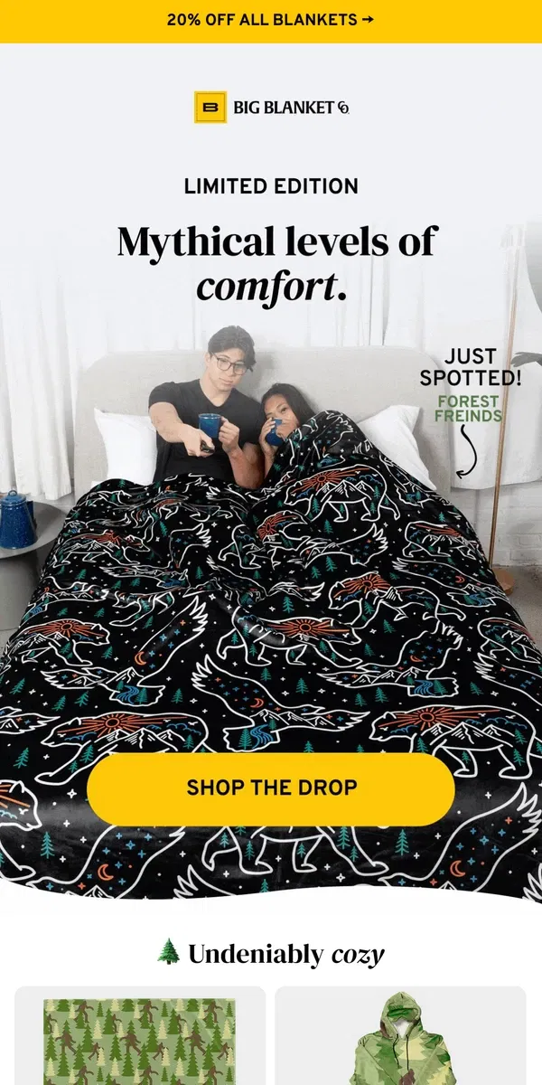 Email from Big Blanket Co. JUST SPOTTED: BIGFOOT!