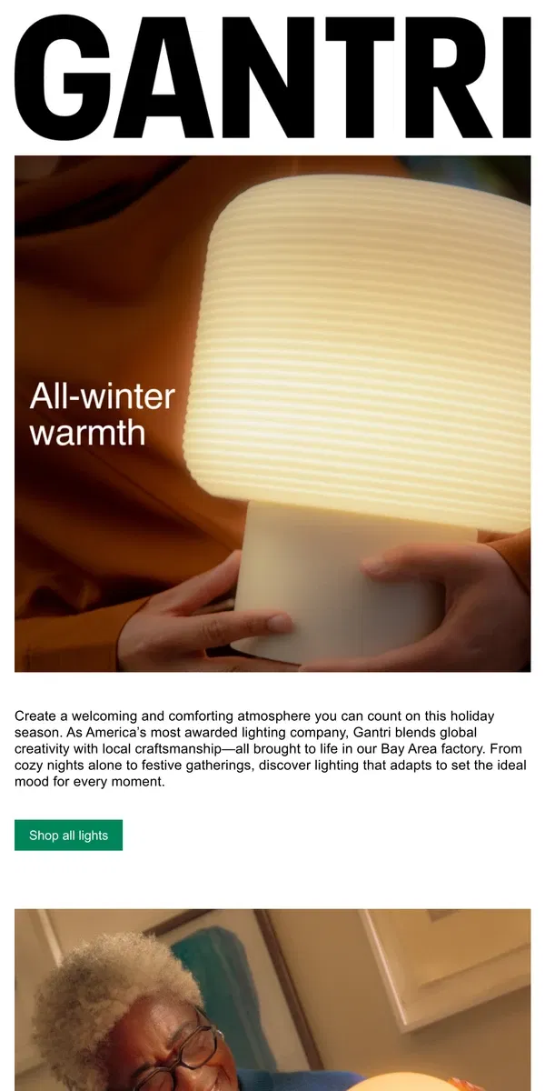 Email from Gantri. Get holiday-ready with award-winning lighting.