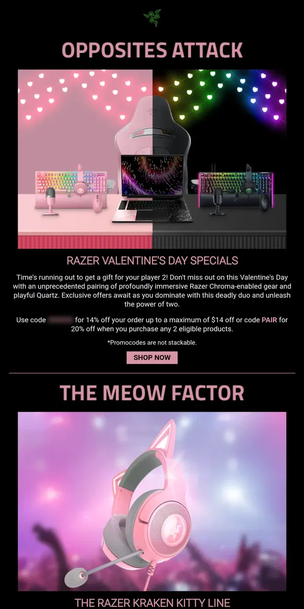 Email from Razer. Last Chance for Our Valentine's Day Specials