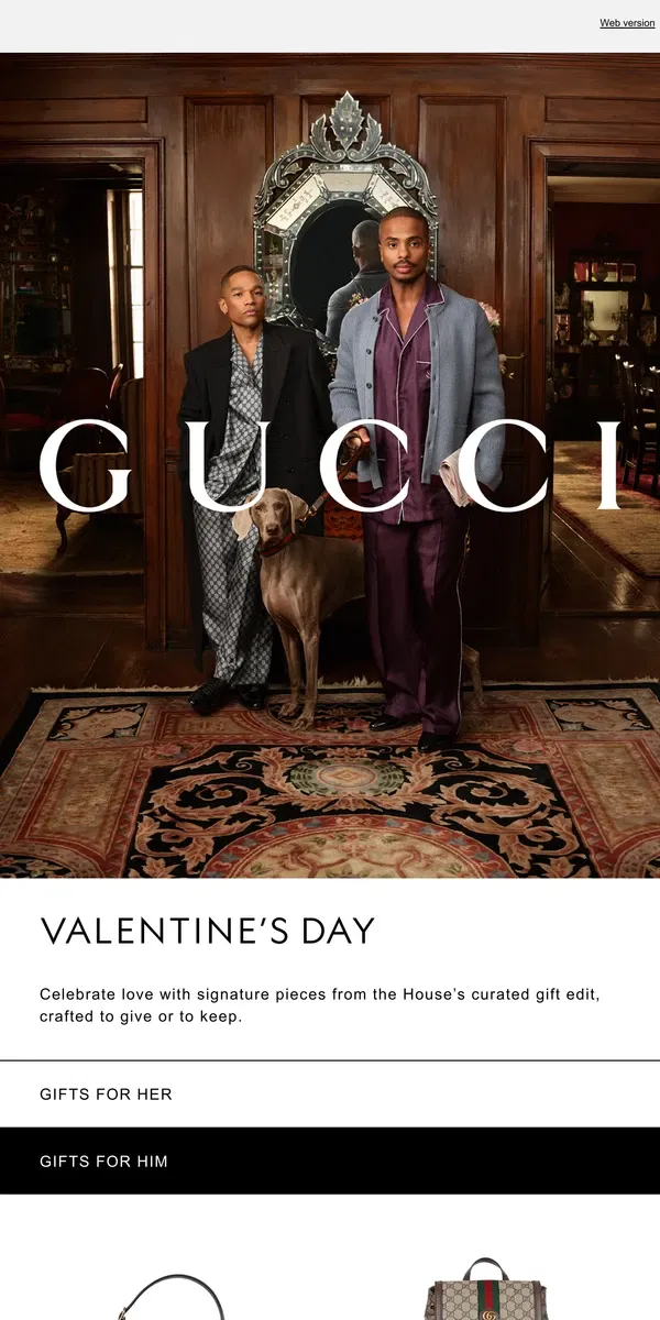 Email from GUCCI. Valentine’s Day with Gucci