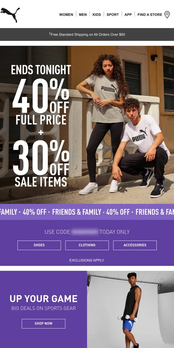 Email from Puma. Last Chance: 40% Off