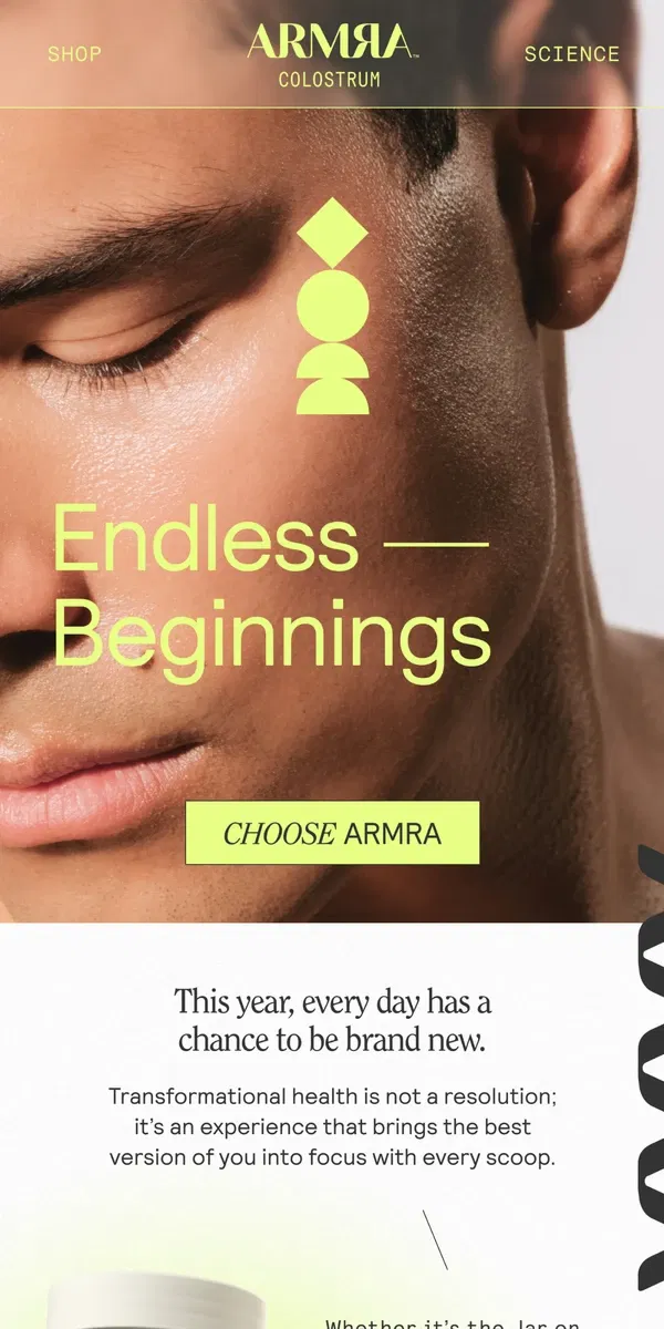 Email from ARMRA Colostrum. Your renewed self awaits