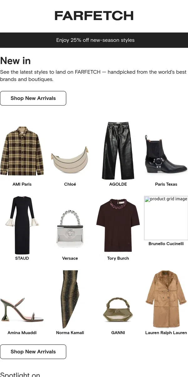 Email from FARFETCH. Newness inside