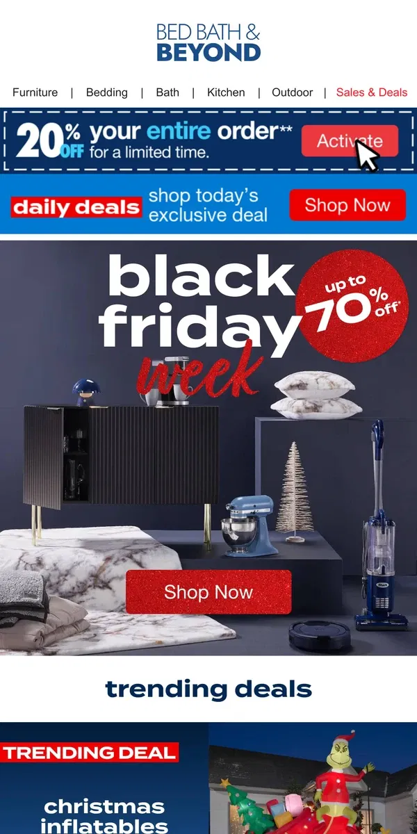 Email from Bed Bath & Beyond. ⬛️🤩 TRENDING NOW: Black Friday Deals 🤩⚫