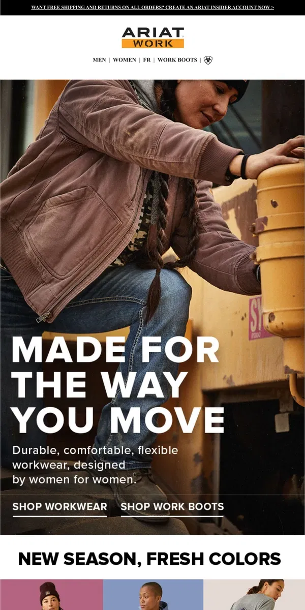 Email from Ariat. Workwear Made By And For Women­