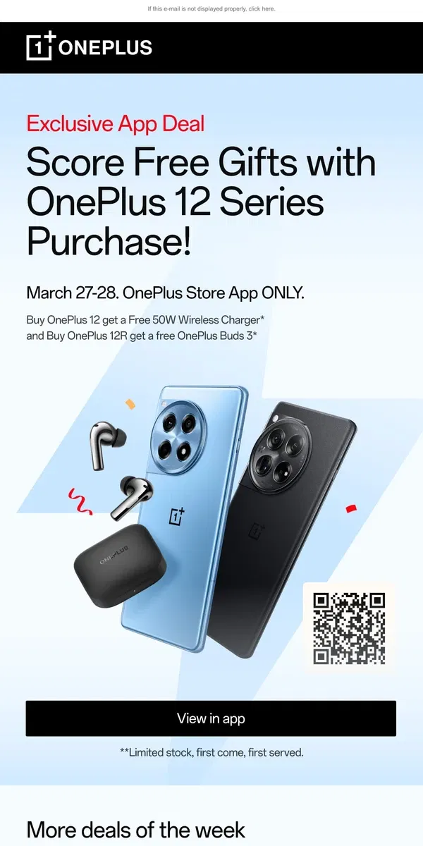 Email from OnePlus. Last Chance! App Exclusive Flash Sale: Get 12 Series and Get Buds 3 or Wireless Charger for FREE