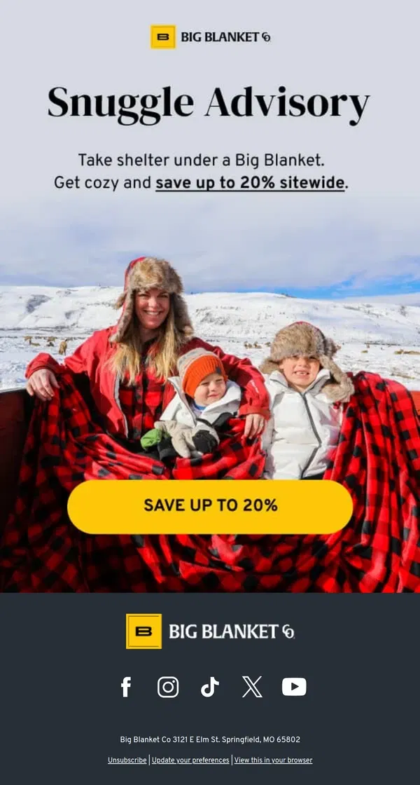 Email from Big Blanket Co. Brrrr....It's Cold Outside 🥶