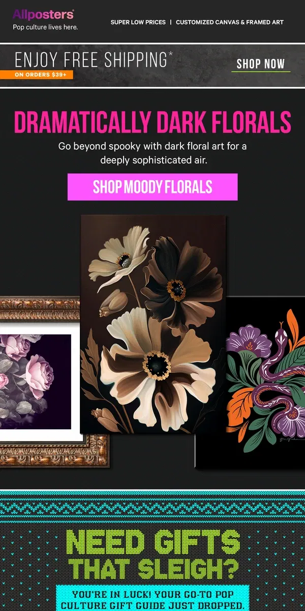 Email from AllPosters. Explore dramatically dark florals