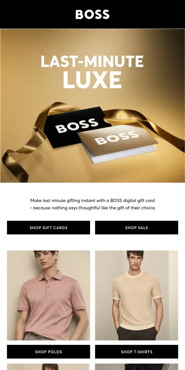 Email from HUGO BOSS. The Perfect Last Minute Gift