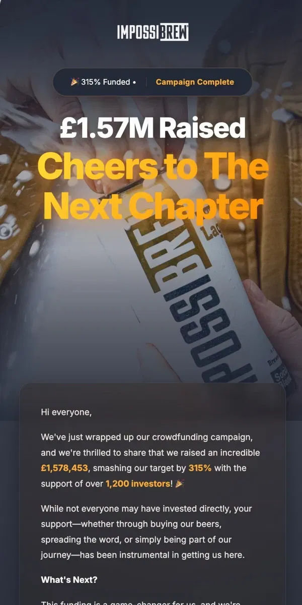 Email from IMPOSSIBREW. We did it together!