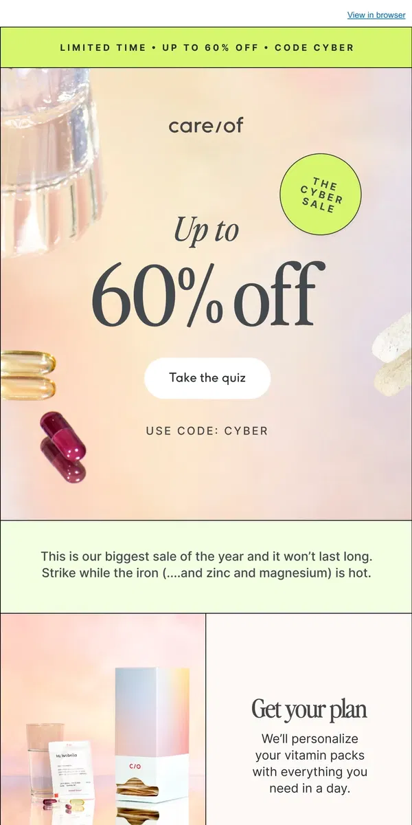 Email from Care/of. UP TO 60% OFF 💸