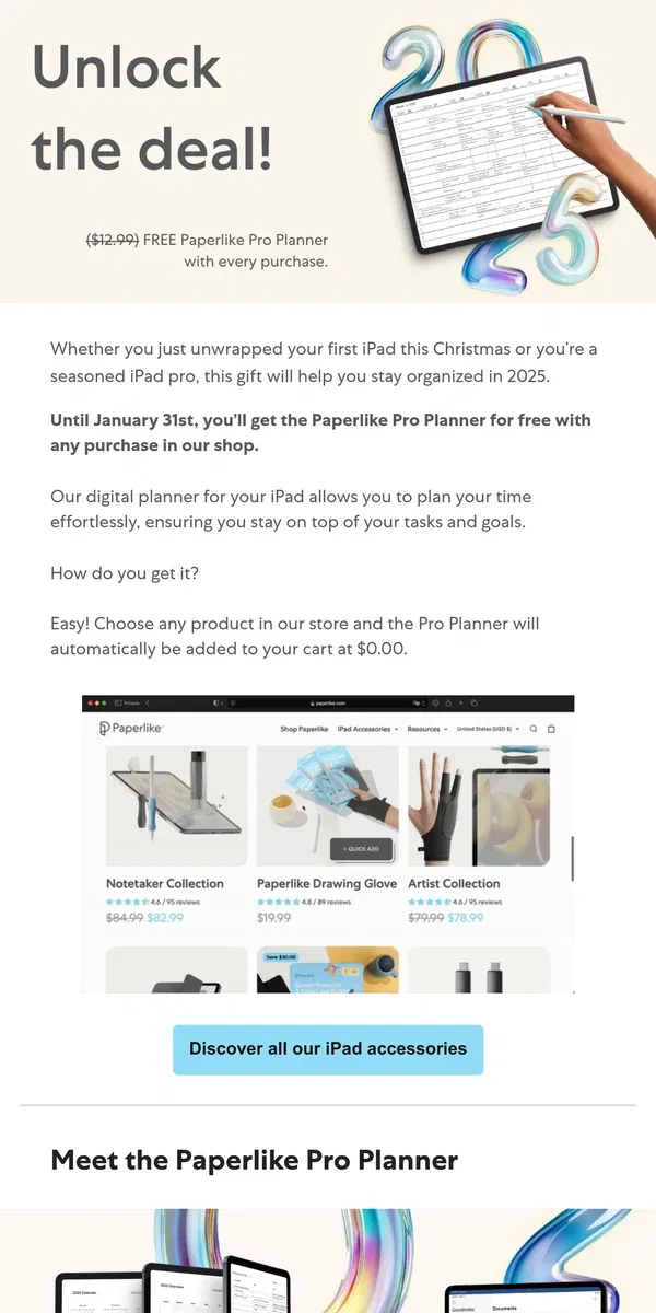 Email from Paperlike. The Paperlike Pro Planner for free?!