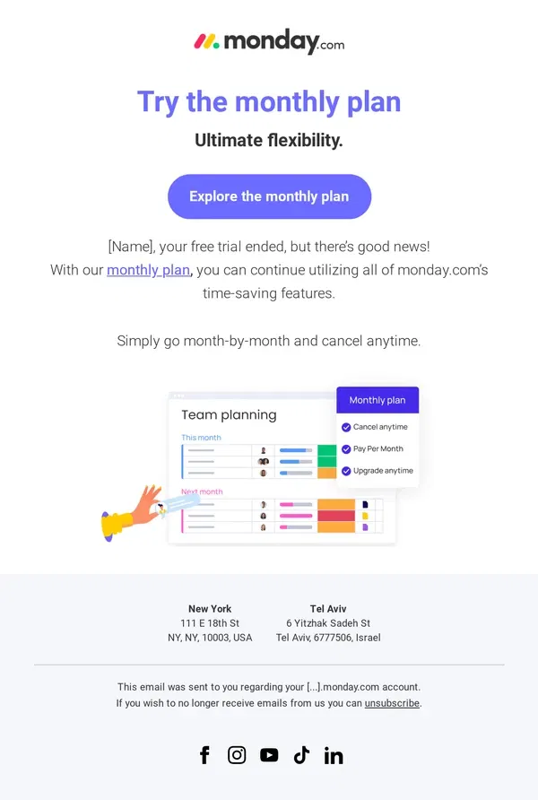 Email from monday.com. Keep using monday.com for as long as you need