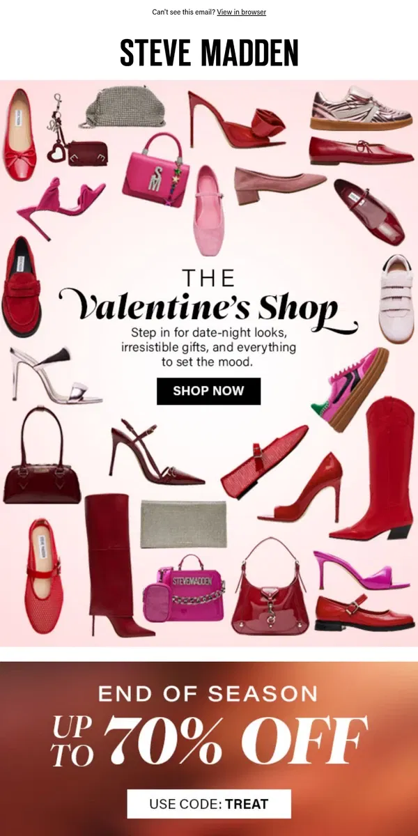 Email from Steve Madden. Open For Love (And Everything Else)