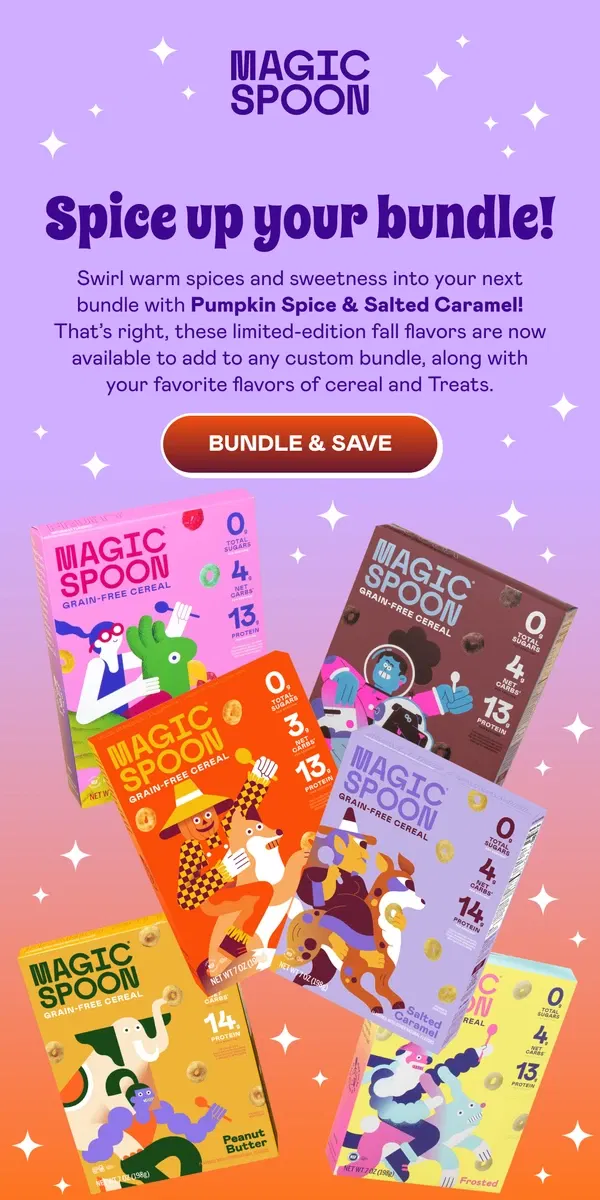 Email from Magic Spoon Cereal. UNLOCKED 🔑 Pumpkin Spice & Salted Caramel!