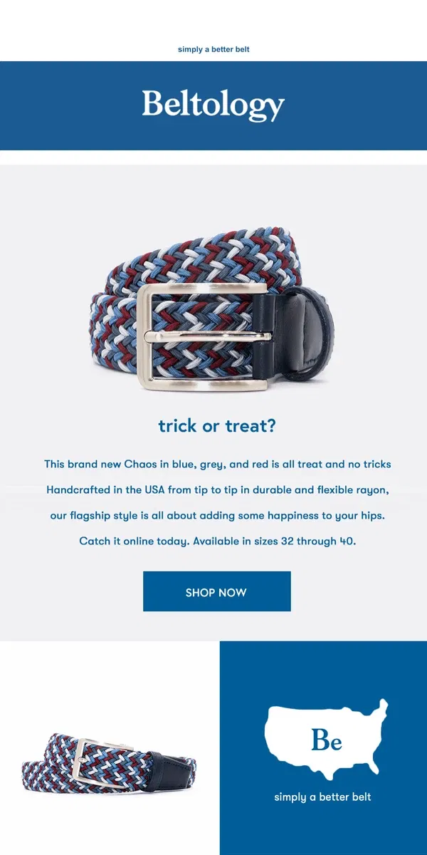 Email from Beltology. Brand new Chaos: trick or treat?