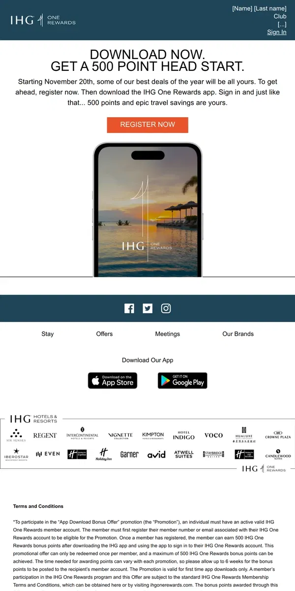 Email from IHG Hotels & Resorts. You're going to want to download our app now