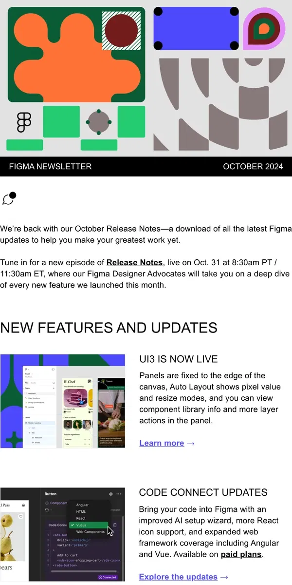 Email from Figma. Our favorite new updates 👀