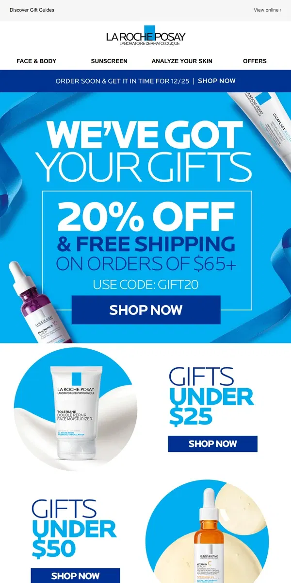 Email from La Roche-Posay. LAST CHANCE: 20% OFF + FREE SHIPPING