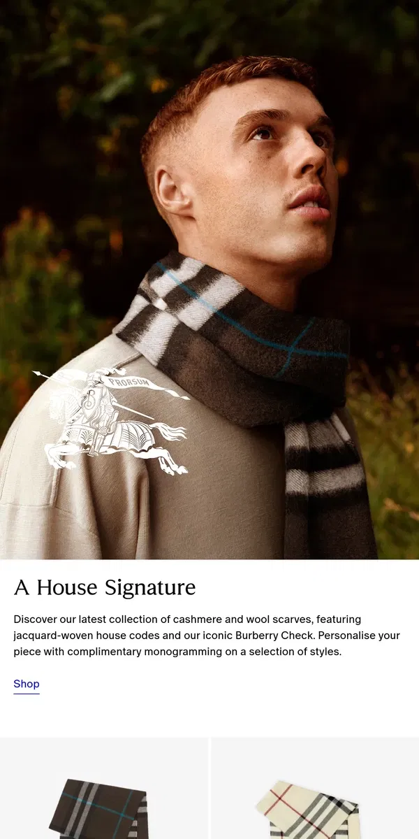 Email from Burberry. The Burberry scarf as worn by footballer Cole Palmer