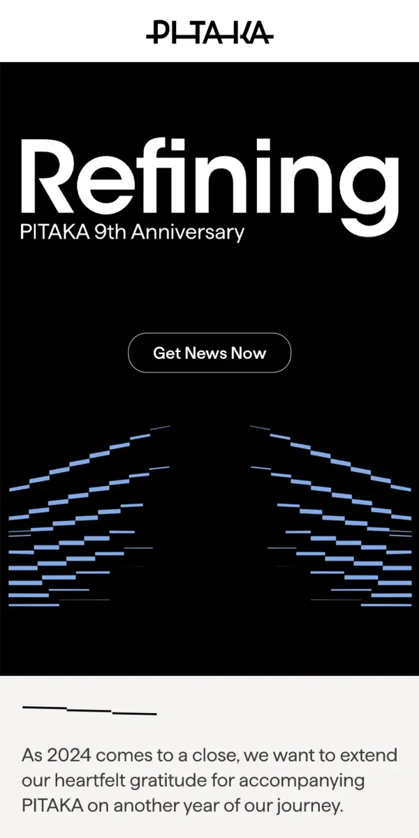 Email from PITAKA. PITAKA 9-Year Annierversary - The Refinement Of A Brand