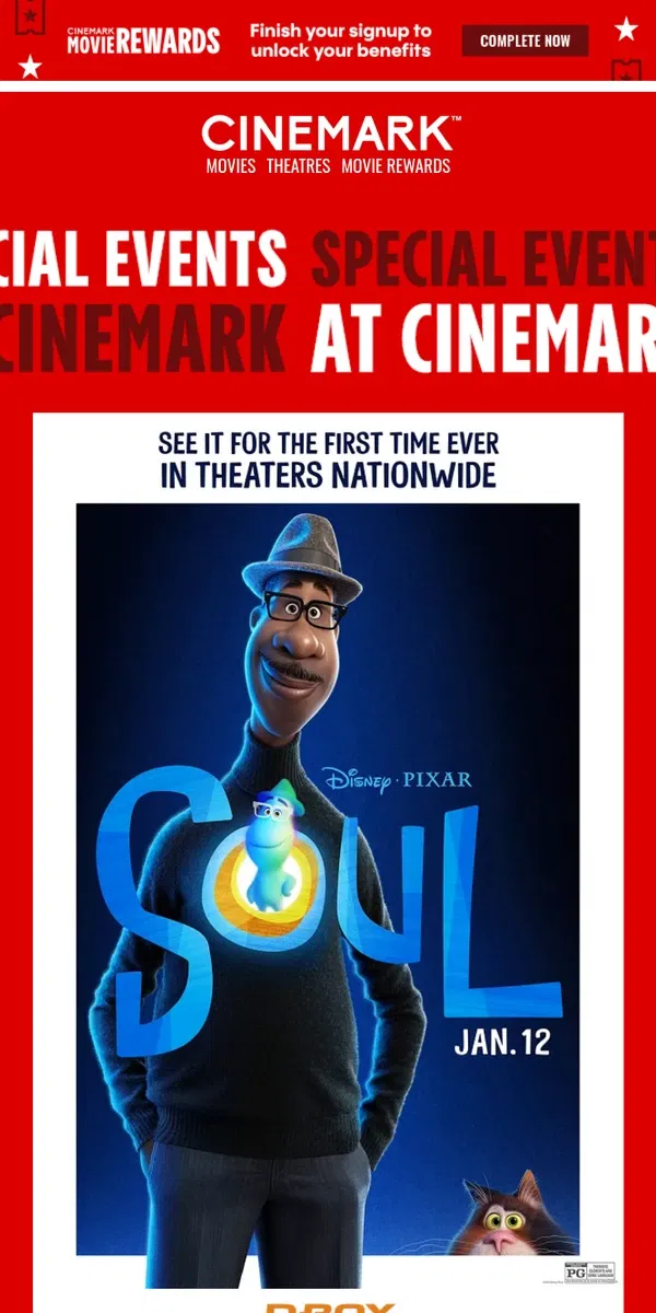 Email from Cinemark. Big events are coming to Cinemark