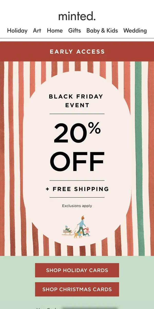 Email from Minted. Exclusive early access: Black Friday