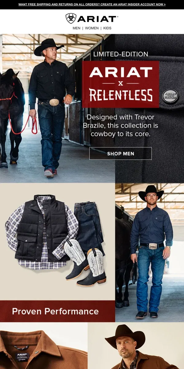 Email from Ariat. Limited-Edition: Ariat x Relentless