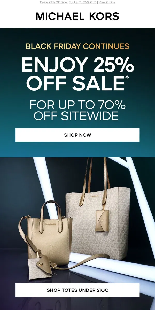 Email from Michael Kors. Don't Wait! Black Friday Is Happening Now