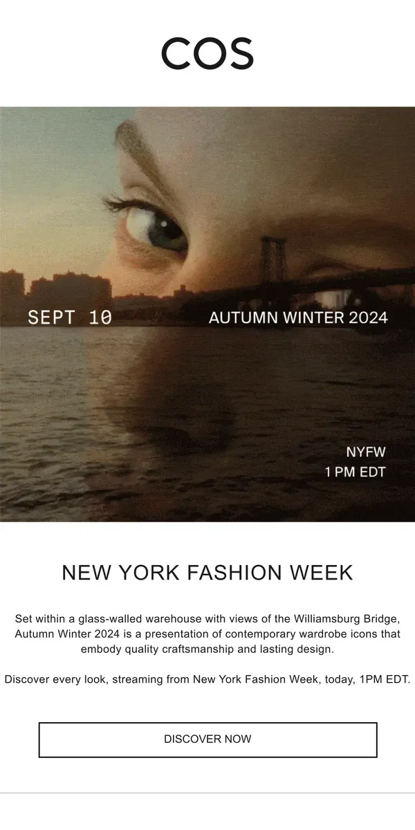 Email from COS. COS AW24: live from NYFW