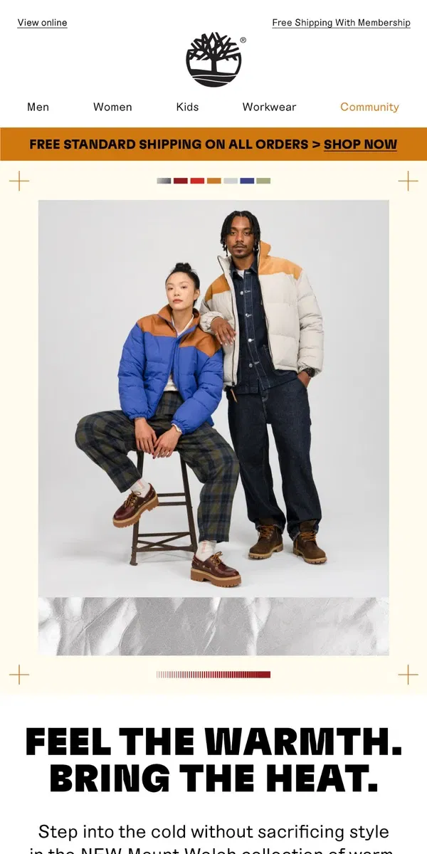 Email from Timberland. NEW Mount Welch insulated puffers for men & women.