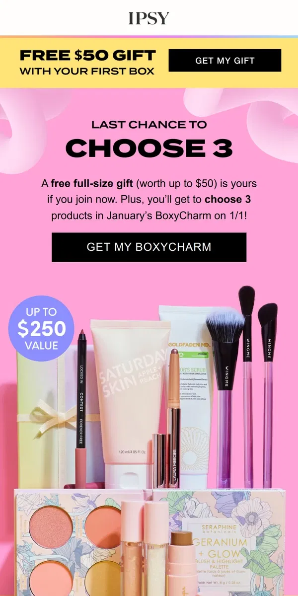 Email from BoxyCharm by IPSY. FINAL NOTICE: Your free gift is about to expire