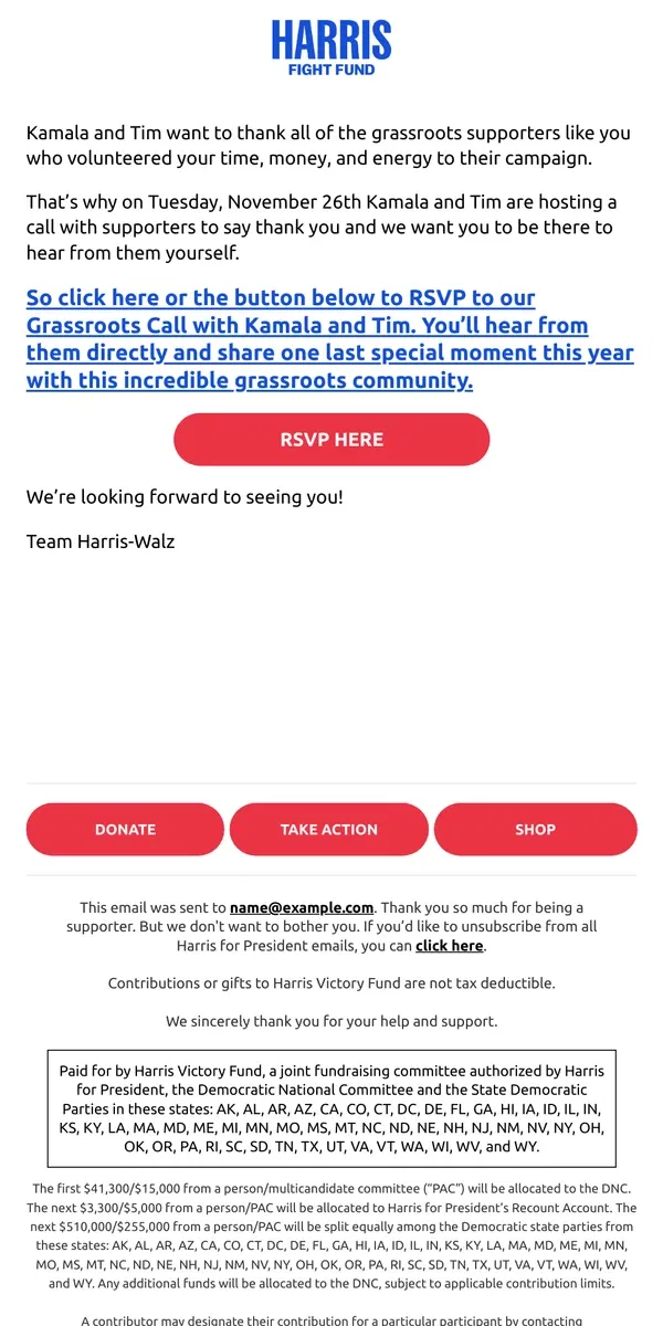 Email from Kamala Harris. You’re invited!