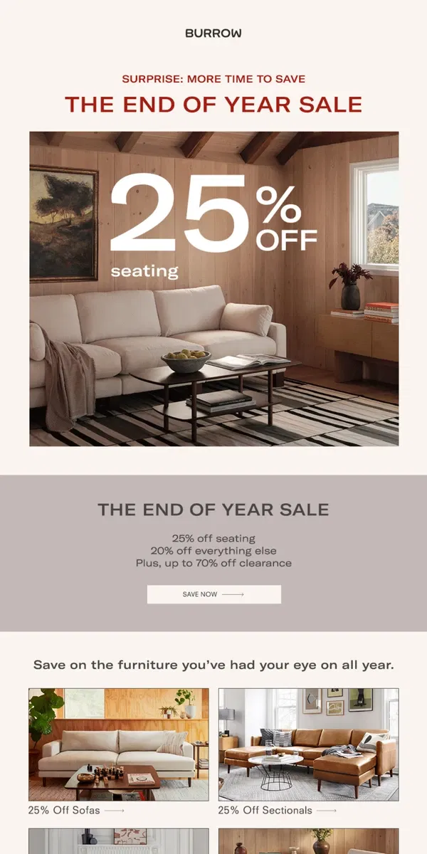 Email from Burrow. Sale Extended!