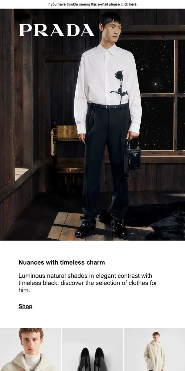 Email from Prada. Nuances with timeless charm