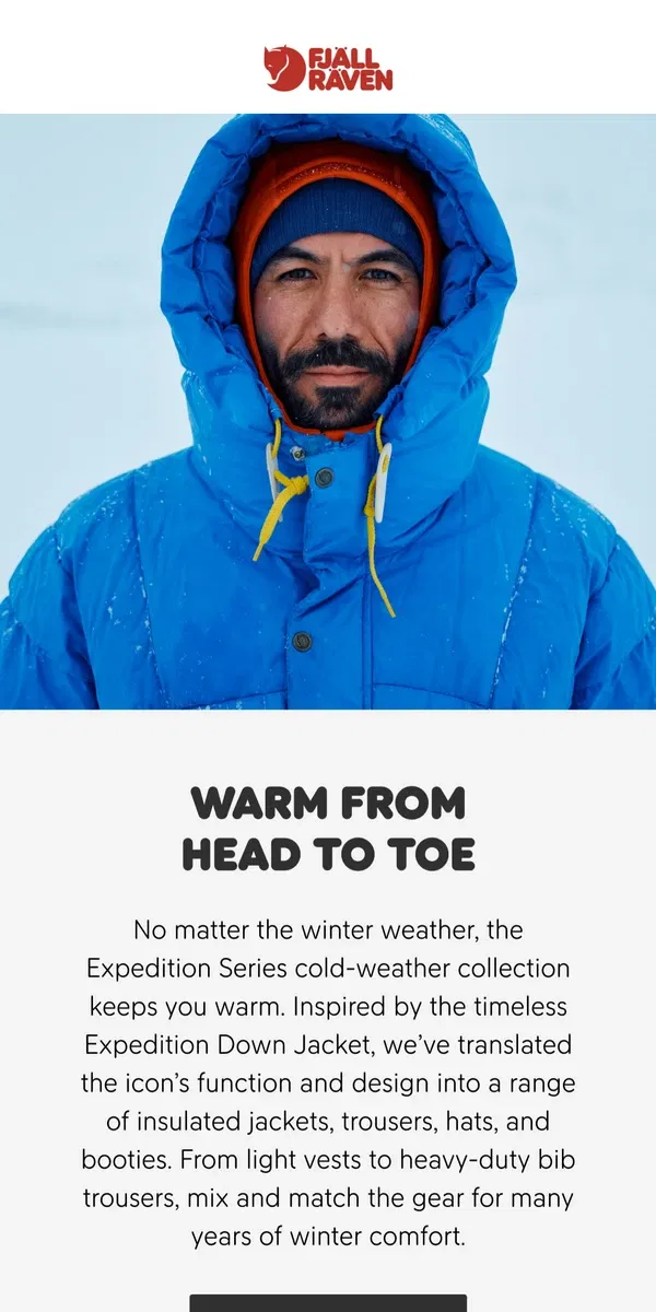 Email from Fjällräven. Warm for winters to come