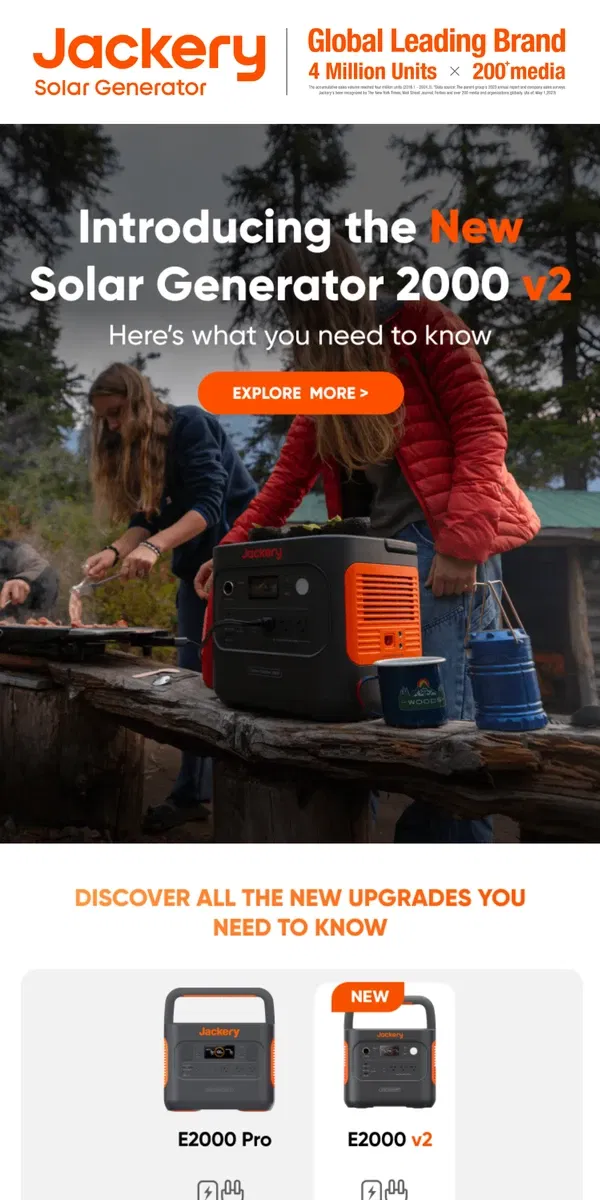 Email from Jackery. 📢 Introducing the Solar Generator 2000 v2