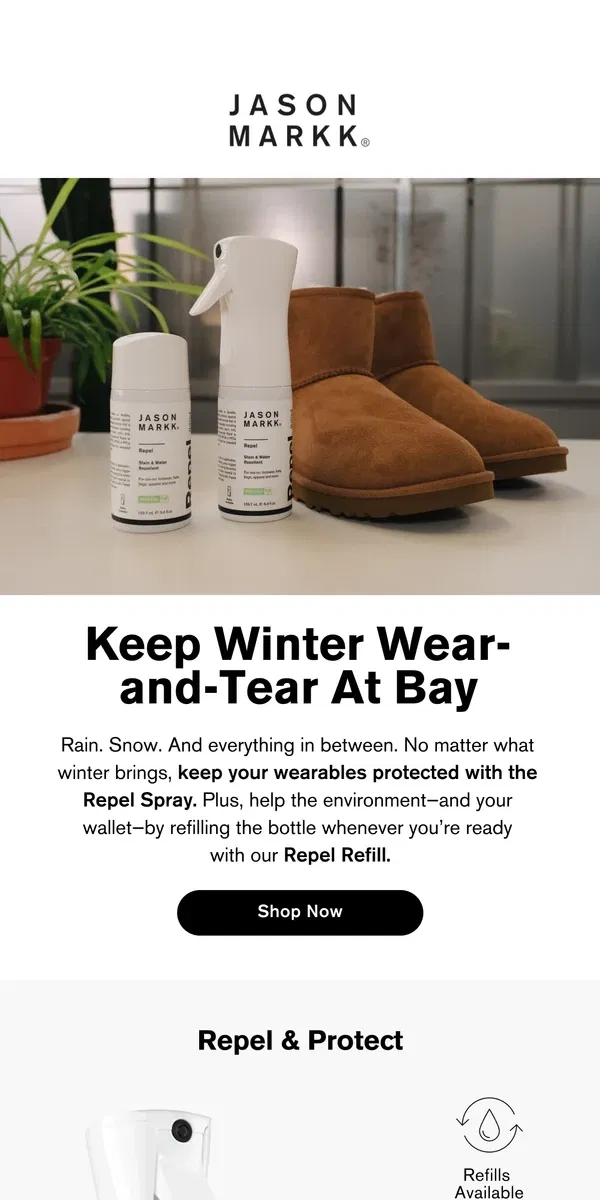 Email from Jason Markk. Protect your wearables for winter.